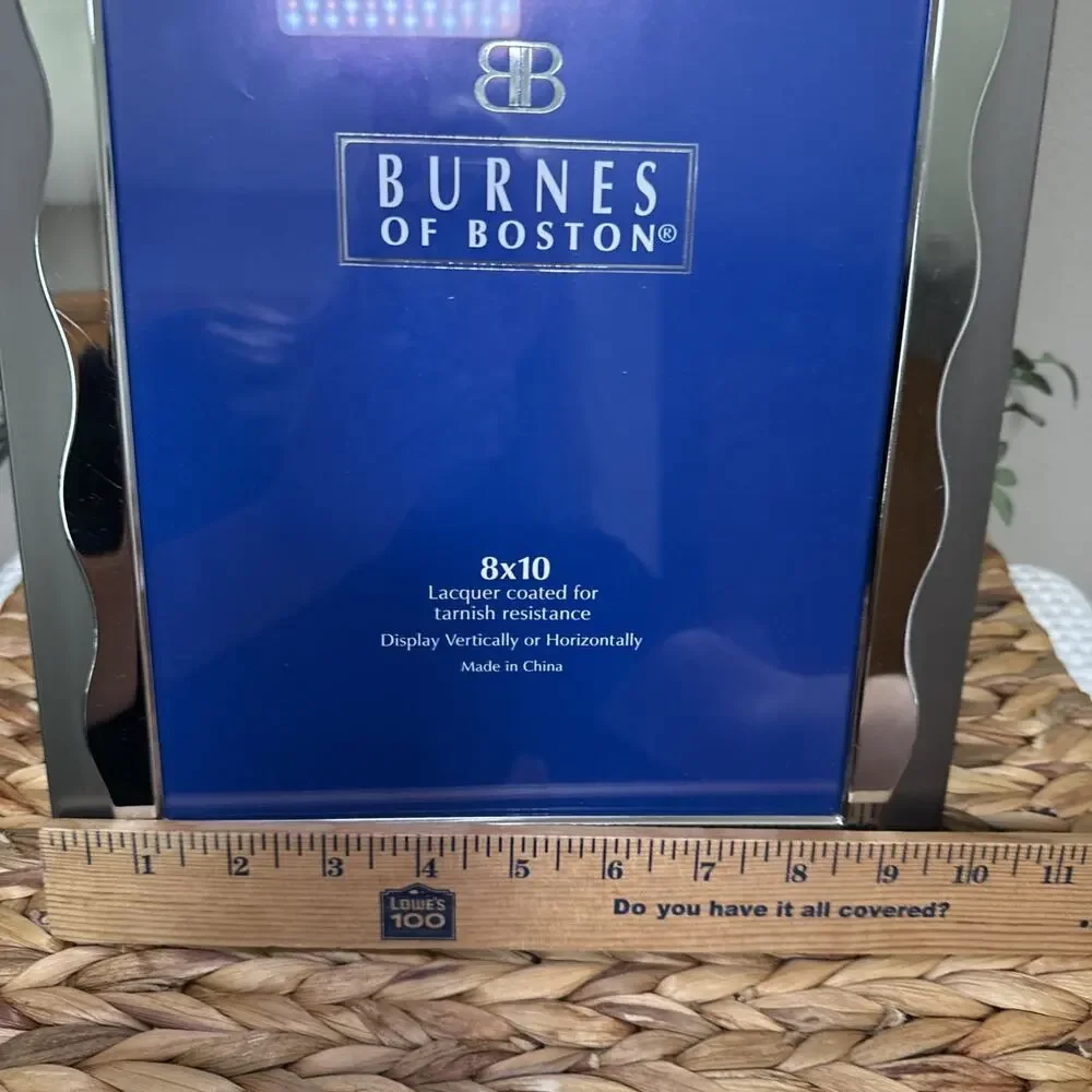 Burnes of Boston Silver Tone Metal 8x10 Picture Frame Wavy Border Desktop Wall